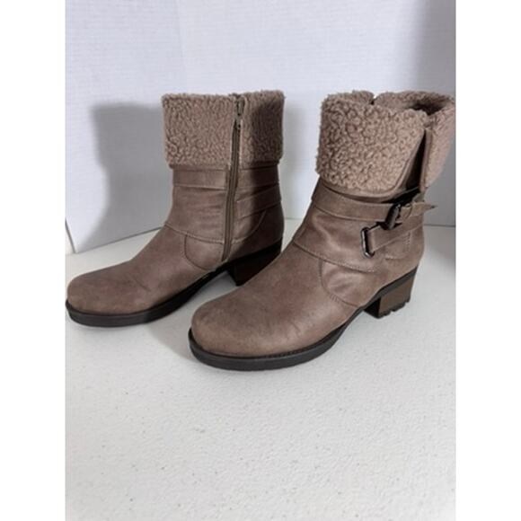 "WHITE MOUNTAIN" Womens Chunky Heel Boot "Bandwagon" Winter Boots Faux Fur - Picture 6 of 13